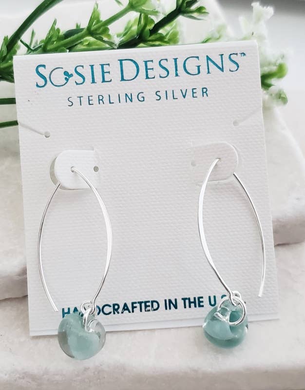 Silver Marquis Earrings in Sky Blue