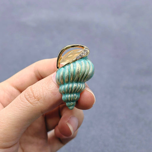 Enamel Conch Brooch