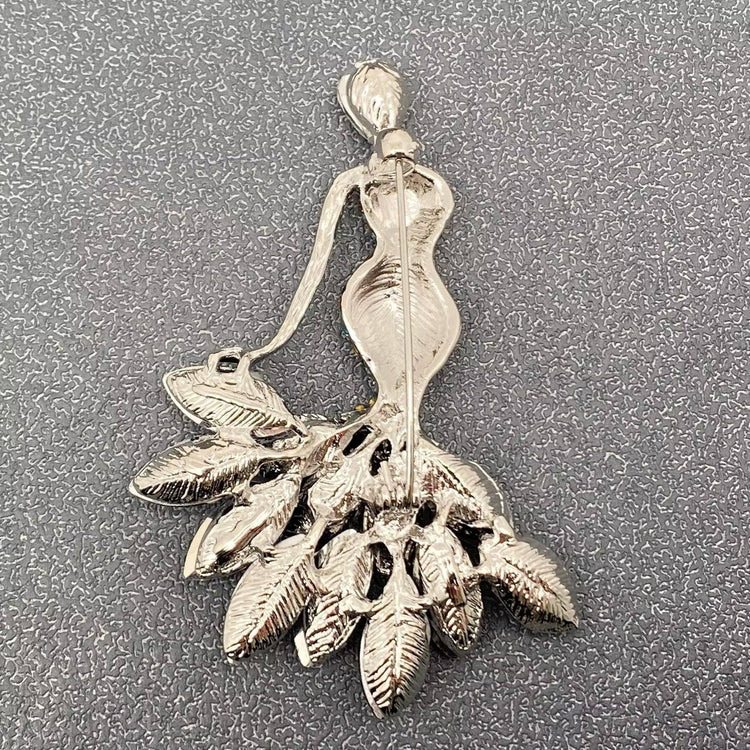 Sparkling Glass & Rhinestone Dress Women Brooch