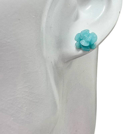 Amazonite Sterling Silver Rose Stud Earrings