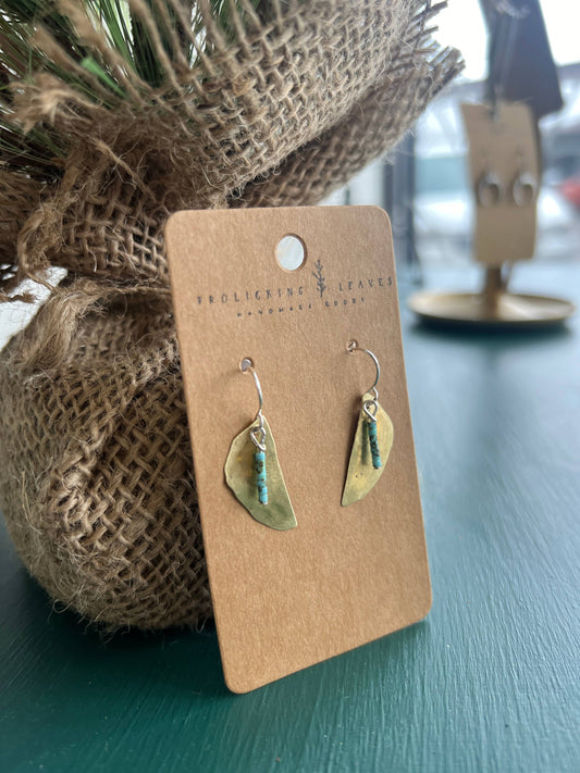 Hammered Brass & Turquoise Shell Beads