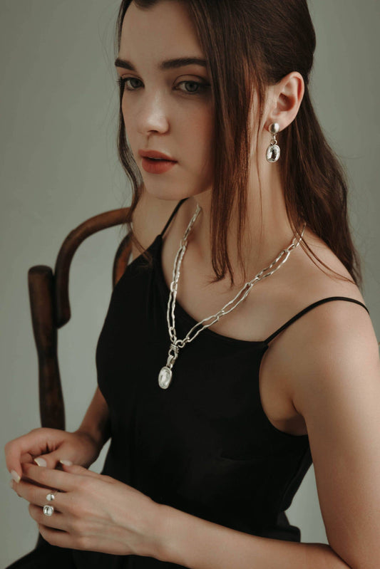 Crystal Pewter 925 Plated Handmade Necklace
