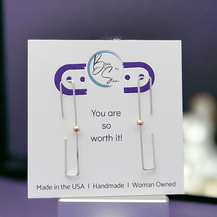 Sterling Silver Rectangle Threader Earrings