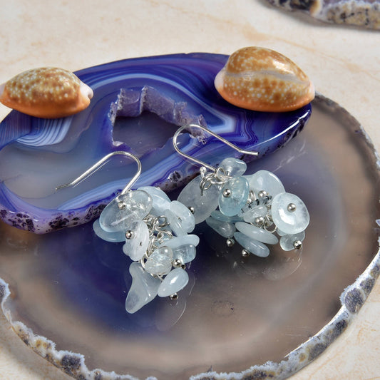 Aquamarine Cluster Earrings