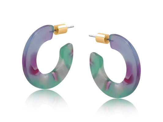 Austin Resin Hoop Earrings: GREEN
