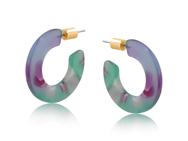 Austin Resin Hoop Earrings: GREEN