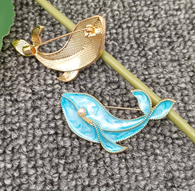 Enamel Whale Brooch | Clothes Pins: Black gray