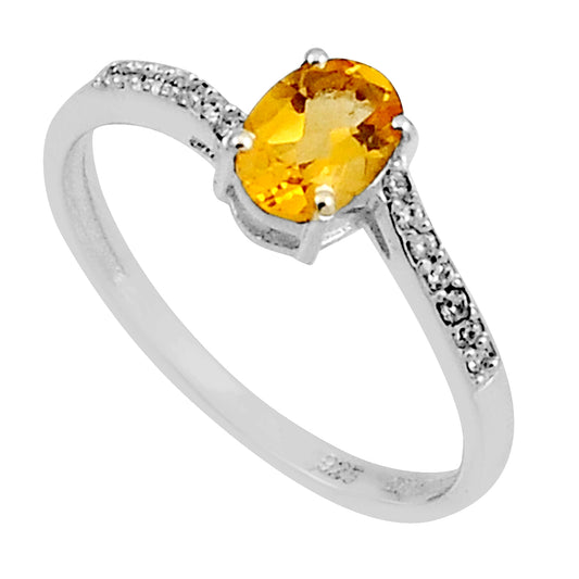 Citrine Oval Topaz Silver Ring