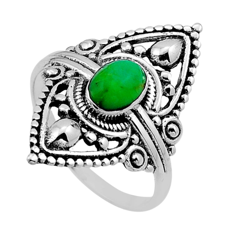 Green Copper Turquoise Decorative Silver Ring