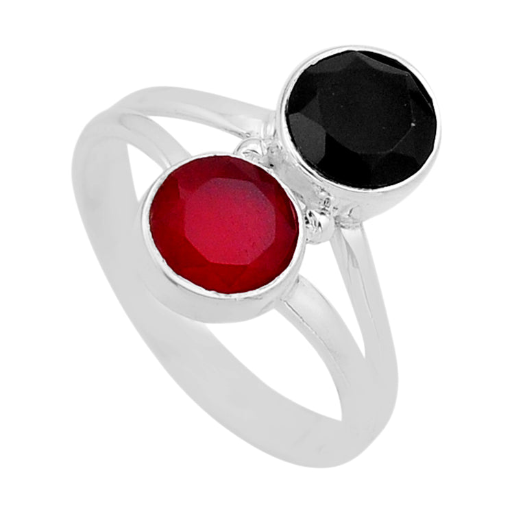 Honey & Black Onyx Silver Ring
