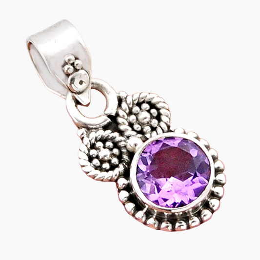 Owlet Amethyst Silver Pendant