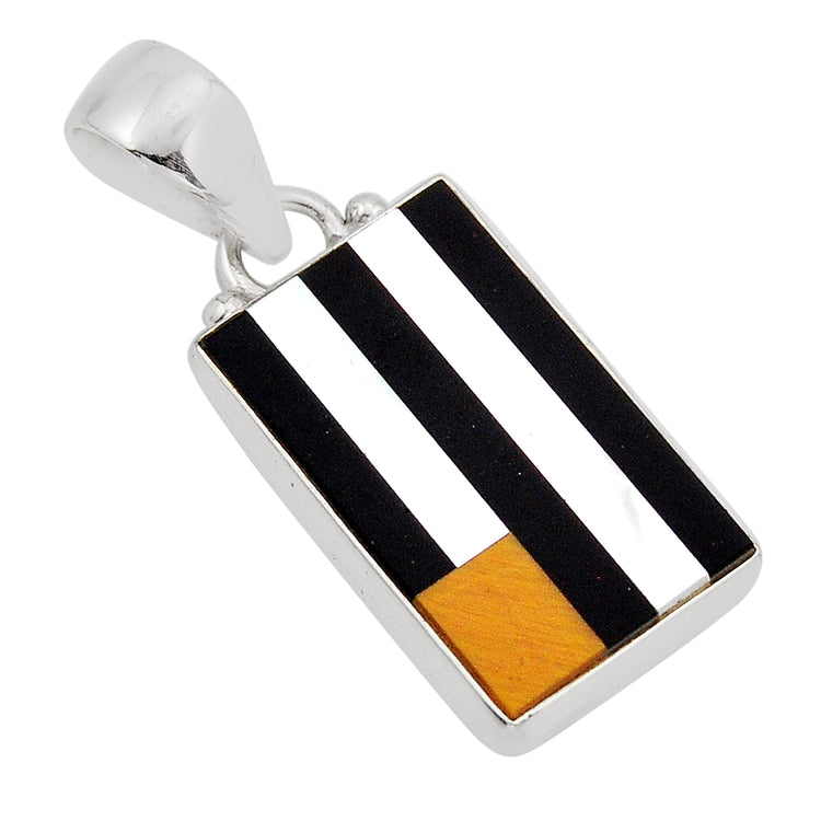 Black Onyx and Pearl Silver Pendant
