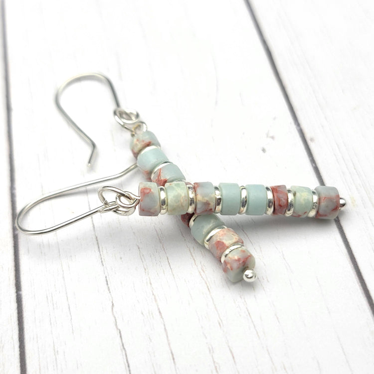 Jasper Light Blue Silver Earrings