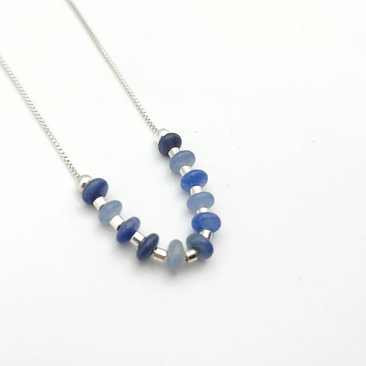 Silver Necklace with Blue Aventurine Gemstones