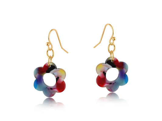 Lottie Daisy Resin Earrings: RED/ORANGE/LILAC