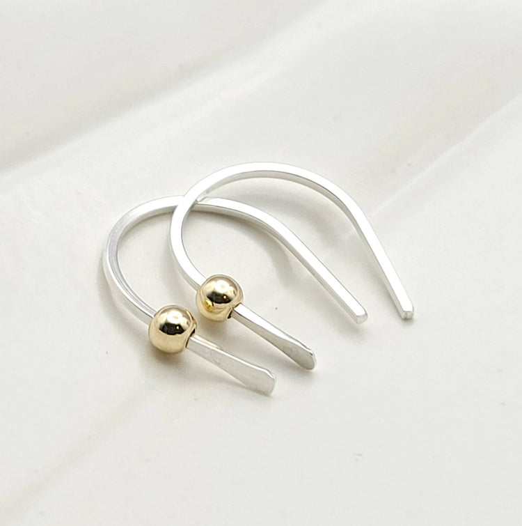 Tiny Silver and Gold Hugger Earrings