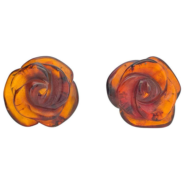Cognac Amber Handmade Sterling Silver Stud Earrings