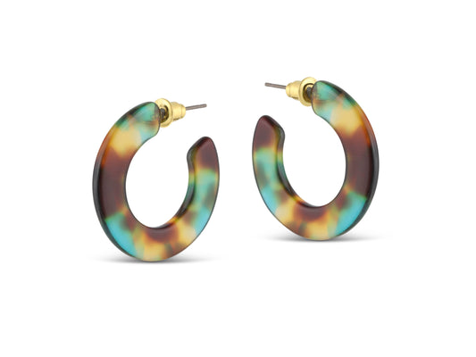 Jessica Tiny Cut Out Hoop Earrings: BLUE/YELLOW/BROWN