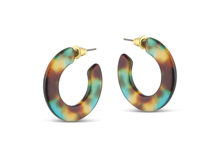 Jessica Tiny Cut Out Hoop Earrings: BLUE/YELLOW/BROWN
