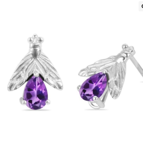 Bee Amethyst Silver Studs