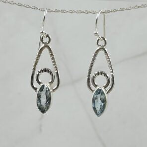 Blue Topaz Earrings Sterling Silver Marquise