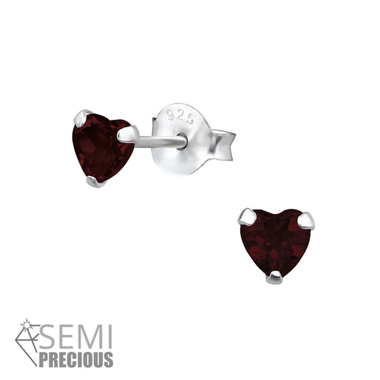 Garnet Silver Ear studs