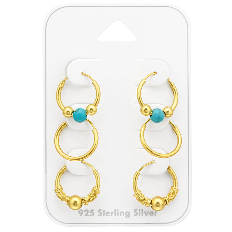 Three Golden Earrings Set