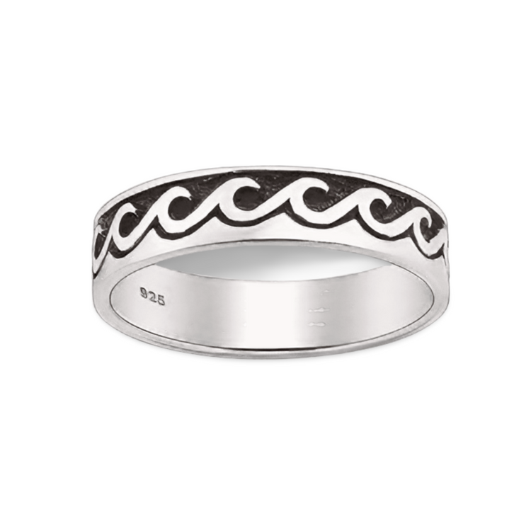 Silver Ocean Waves Ring