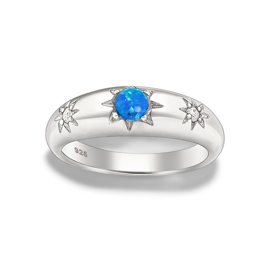 Sun Opal Silver Ring