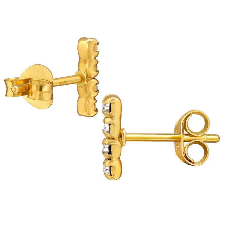 Crystal Bar Gold Plated Sterling Silver Studs