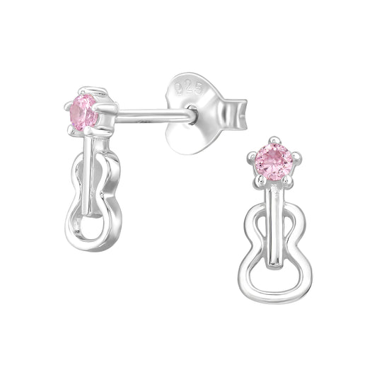 Guitar Sterling Silver Studs with CZ