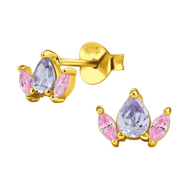 Marquise Sterling Silver Ear Studs with Cubic Zirconia