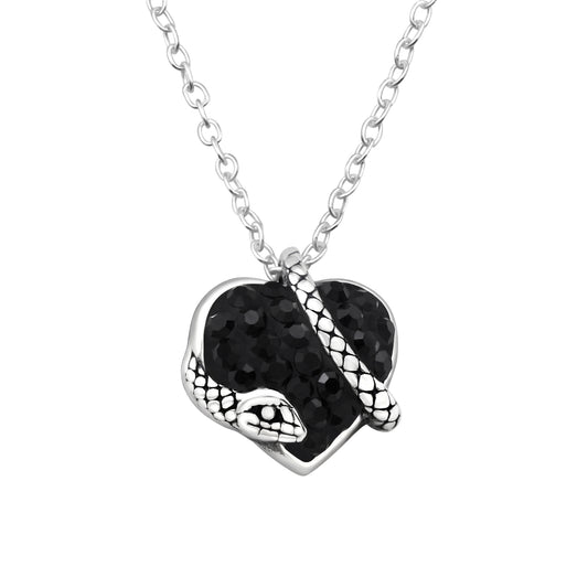 925 Silver Necklace Heart Snake