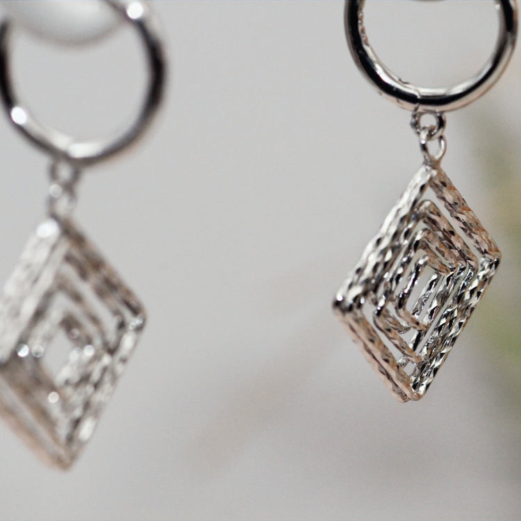 Wire Squared Silver Earrings