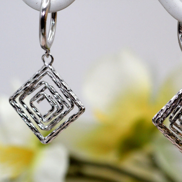 Wire Squared Silver Earrings