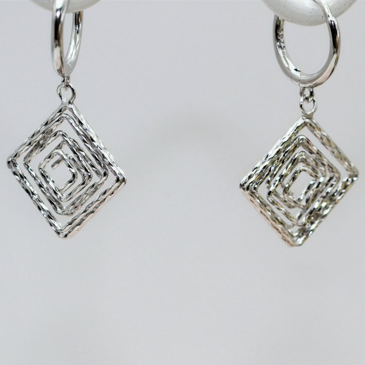 Wire Squared Silver Earrings