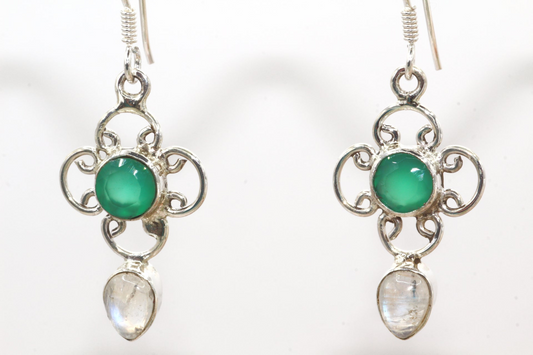 Green Onyx Silver Earrings