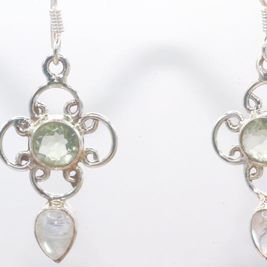 Green Amethyst Silver Earrings