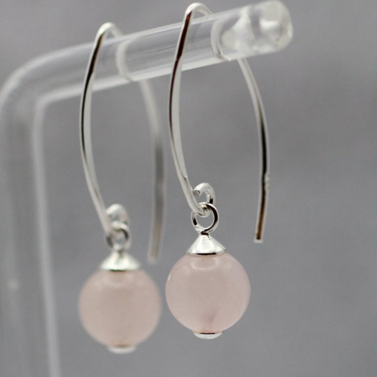 Rose Quartz Silver Earrings