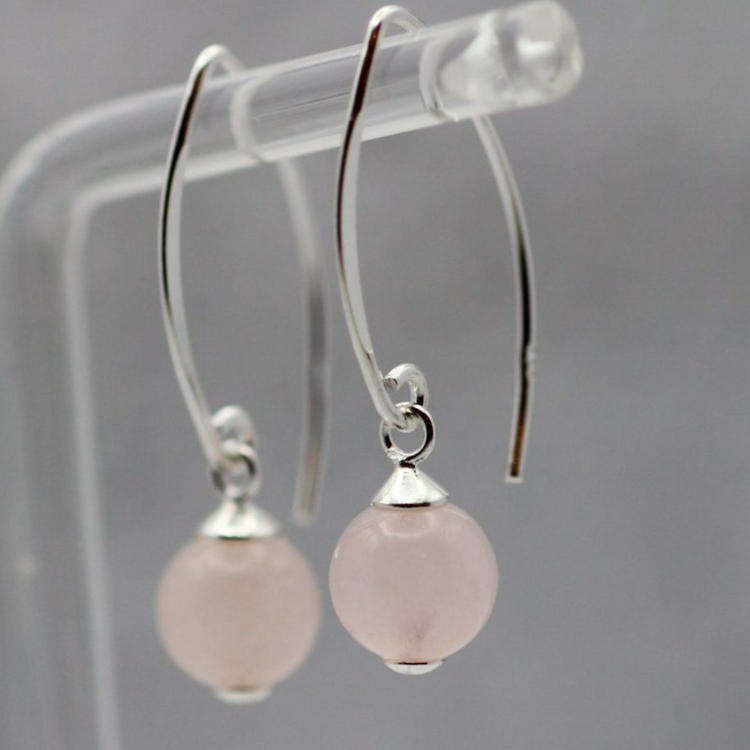 Rose Quartz Silver Earrings