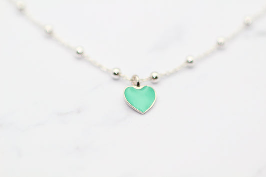 Aqua Heart Silver Bracelet