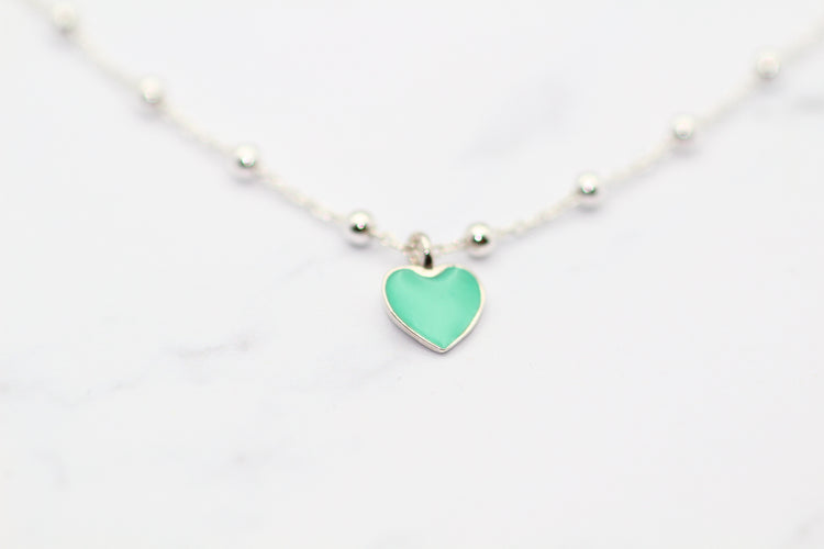 Aqua Heart Silver Bracelet
