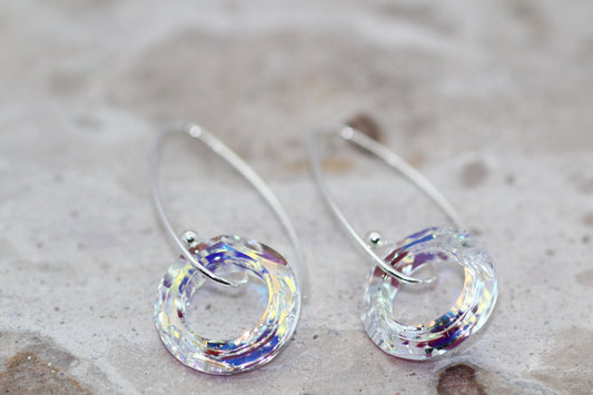Crystal Halo Silver Earrings