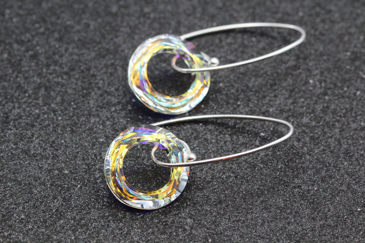 Crystal Halo Silver Earrings