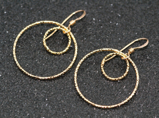 Gold Double Hoop Silver Earrings