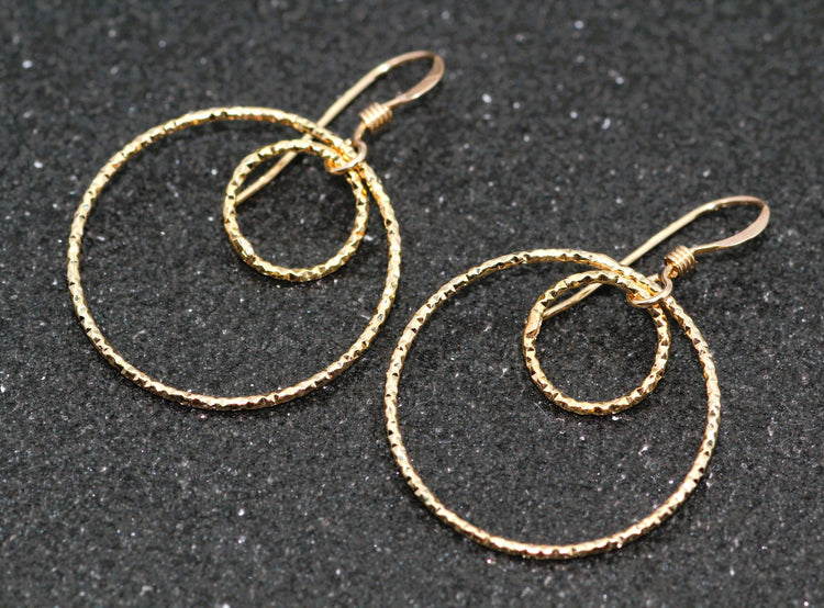 Gold Double Hoop Silver Earrings