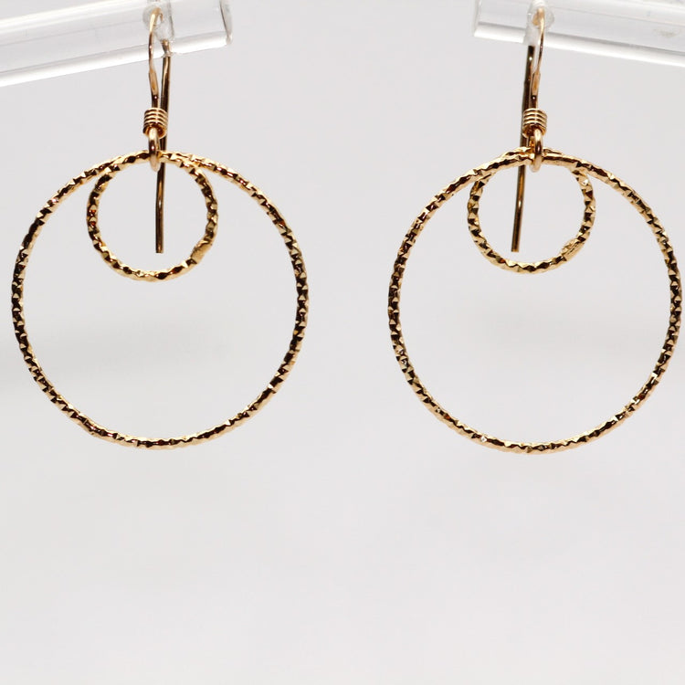 Gold Double Hoop Silver Earrings