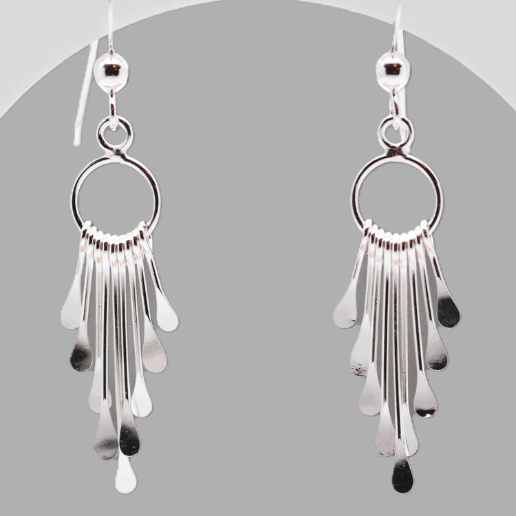 Silver Paddle Fringe Earrings