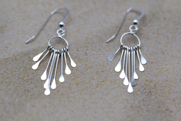 Silver Paddle Fringe Earrings