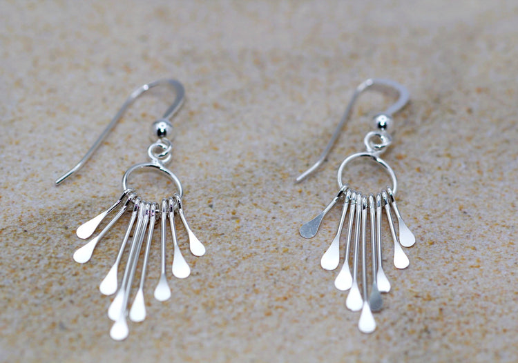 Silver Paddle Fringe Earrings